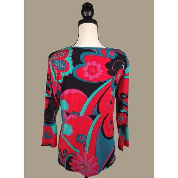 Bisou Bisou Red Floral Catherine Print Babydoll Top Size XL NWT - Picture 2 of 10